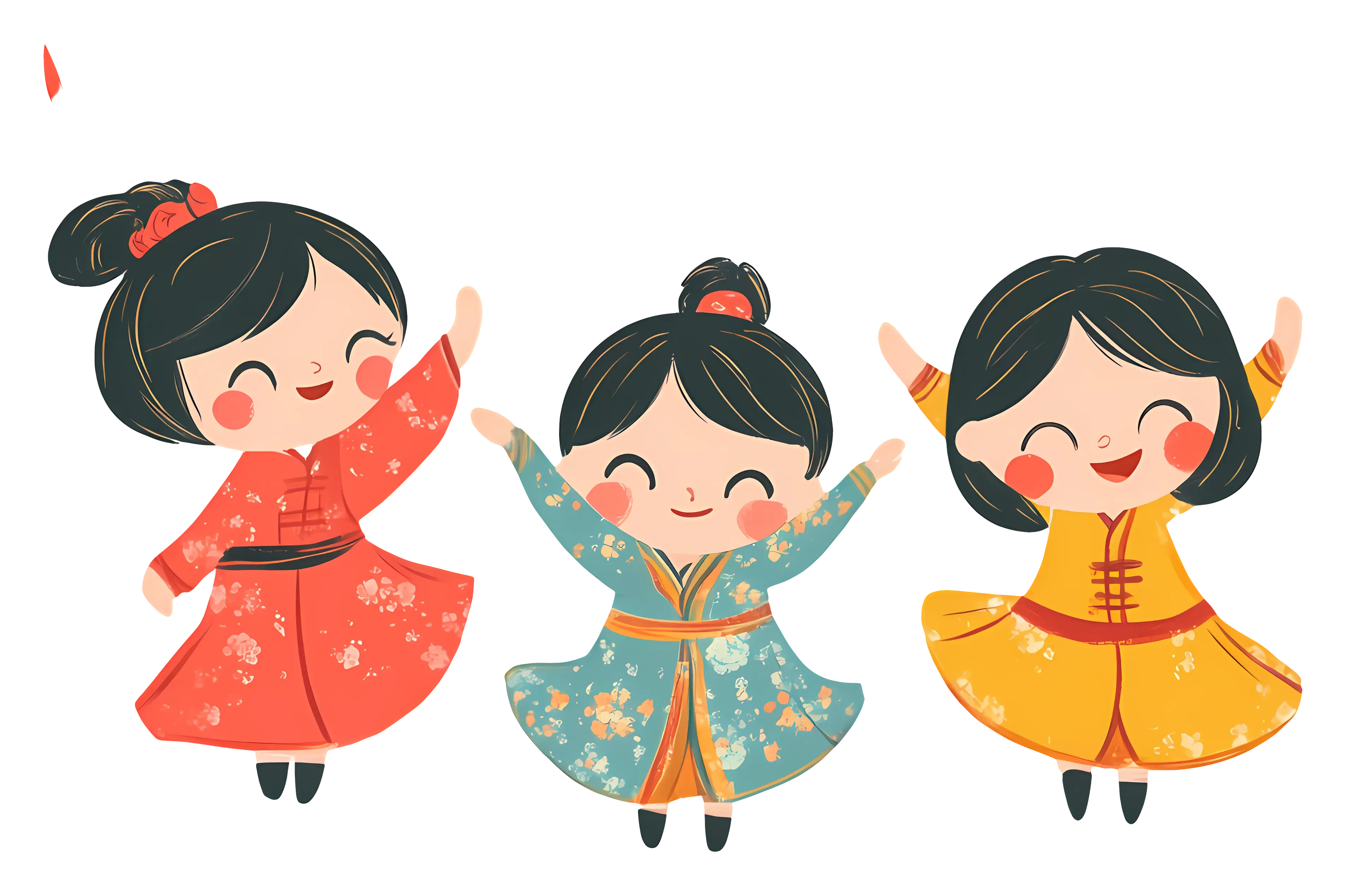 Happy Children in Traditional Clothing