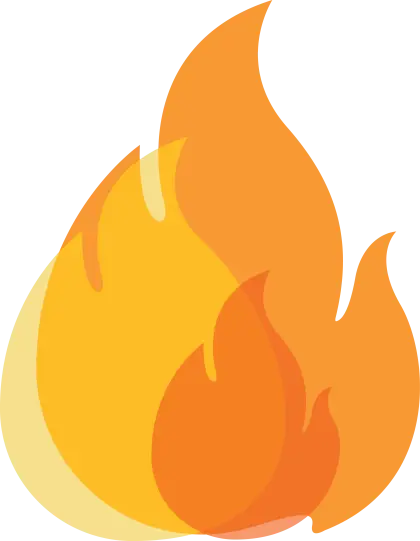 Fire Flame Icon in Bright Orange