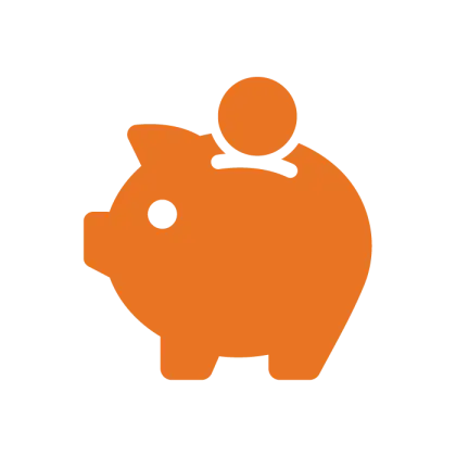 Orange Piggy Bank Icon with Coin