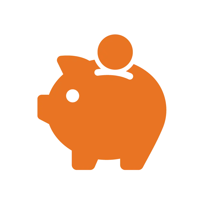 Orange Piggy Bank Icon with Coin