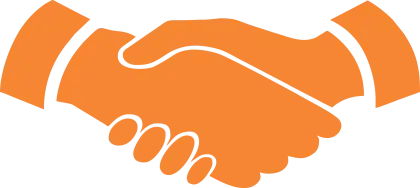 Orange Handshake Icon for Cooperation