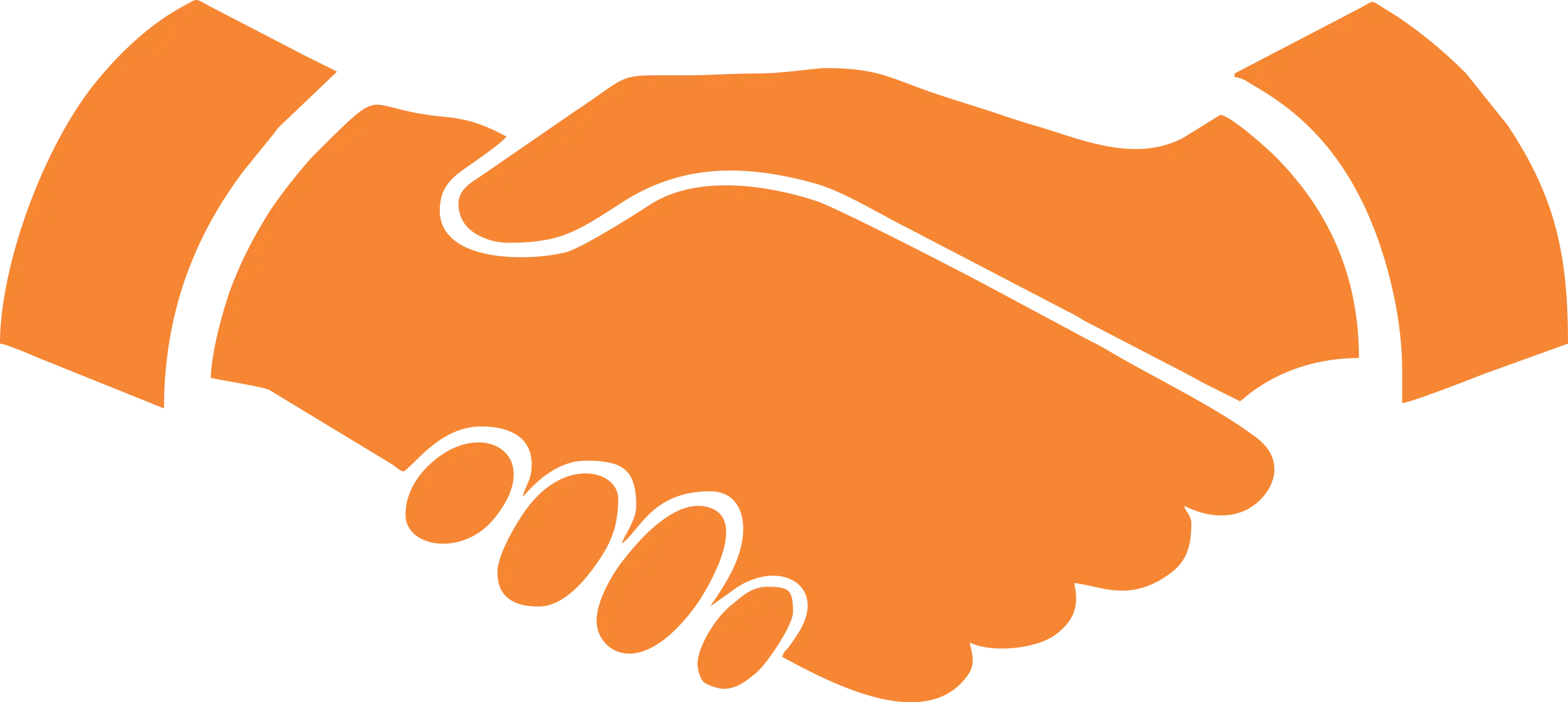 Orange Handshake Icon for Cooperation