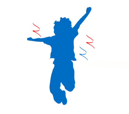 Energetic Blue Jumping Silhouette