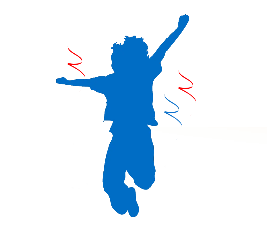 Energetic Blue Jumping Silhouette