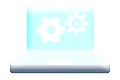 Laptop with Gears for Technology and Engineering