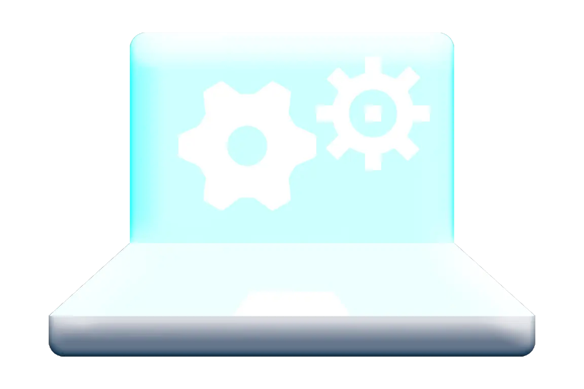 Laptop with Gears for Technology and Engineering