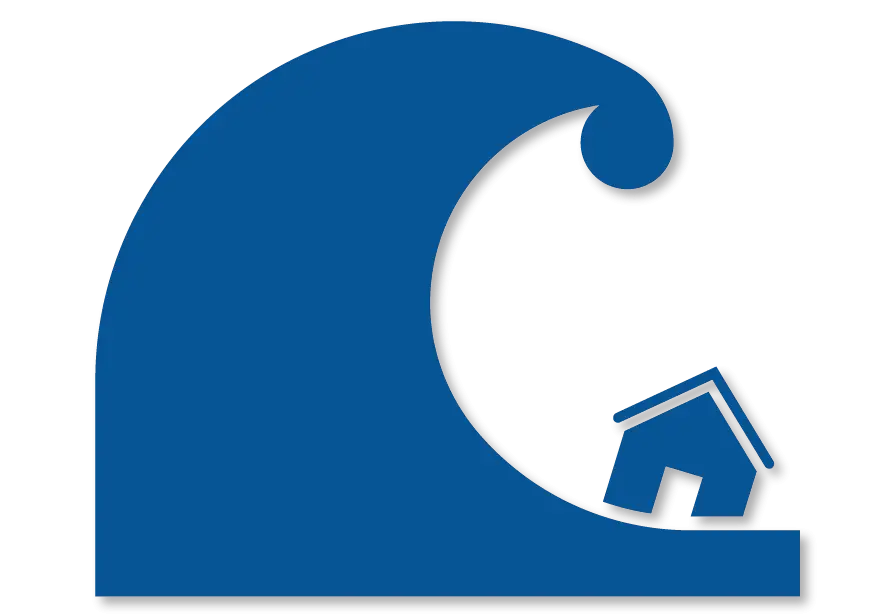 Tsunami Wave with House Icon