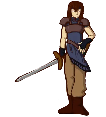 Cartoon Warrior Holding Sword