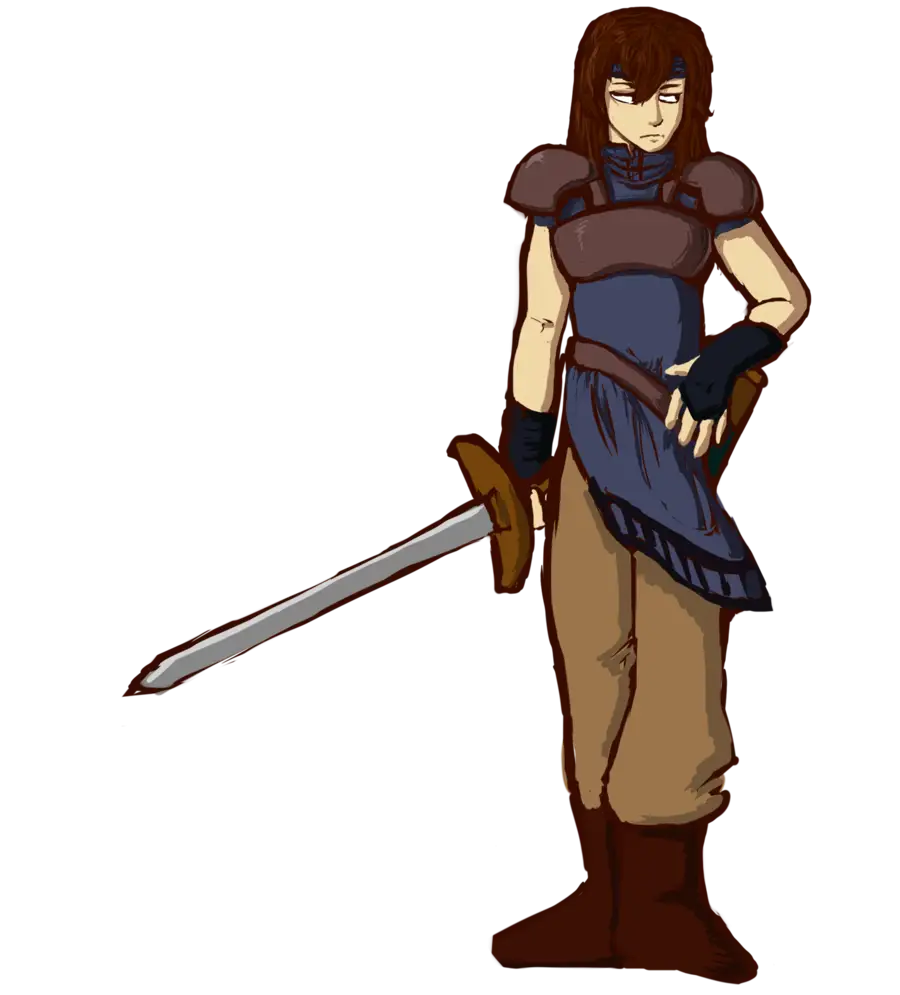 Cartoon Warrior Holding Sword