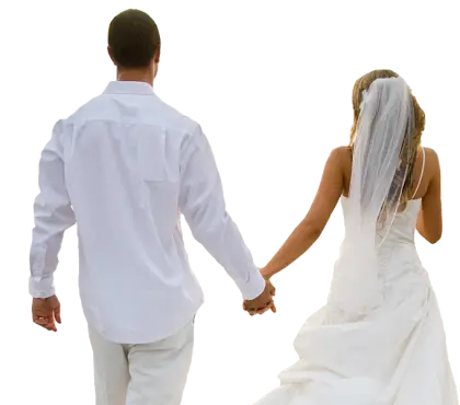 Bride and Groom Holding Hands at Wedding