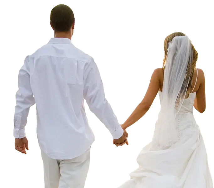 Bride and Groom Holding Hands at Wedding