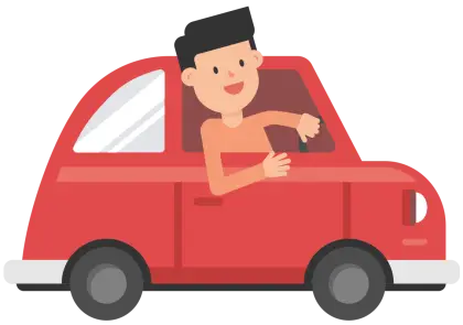 Happy Man Driving a Red Car Illustration