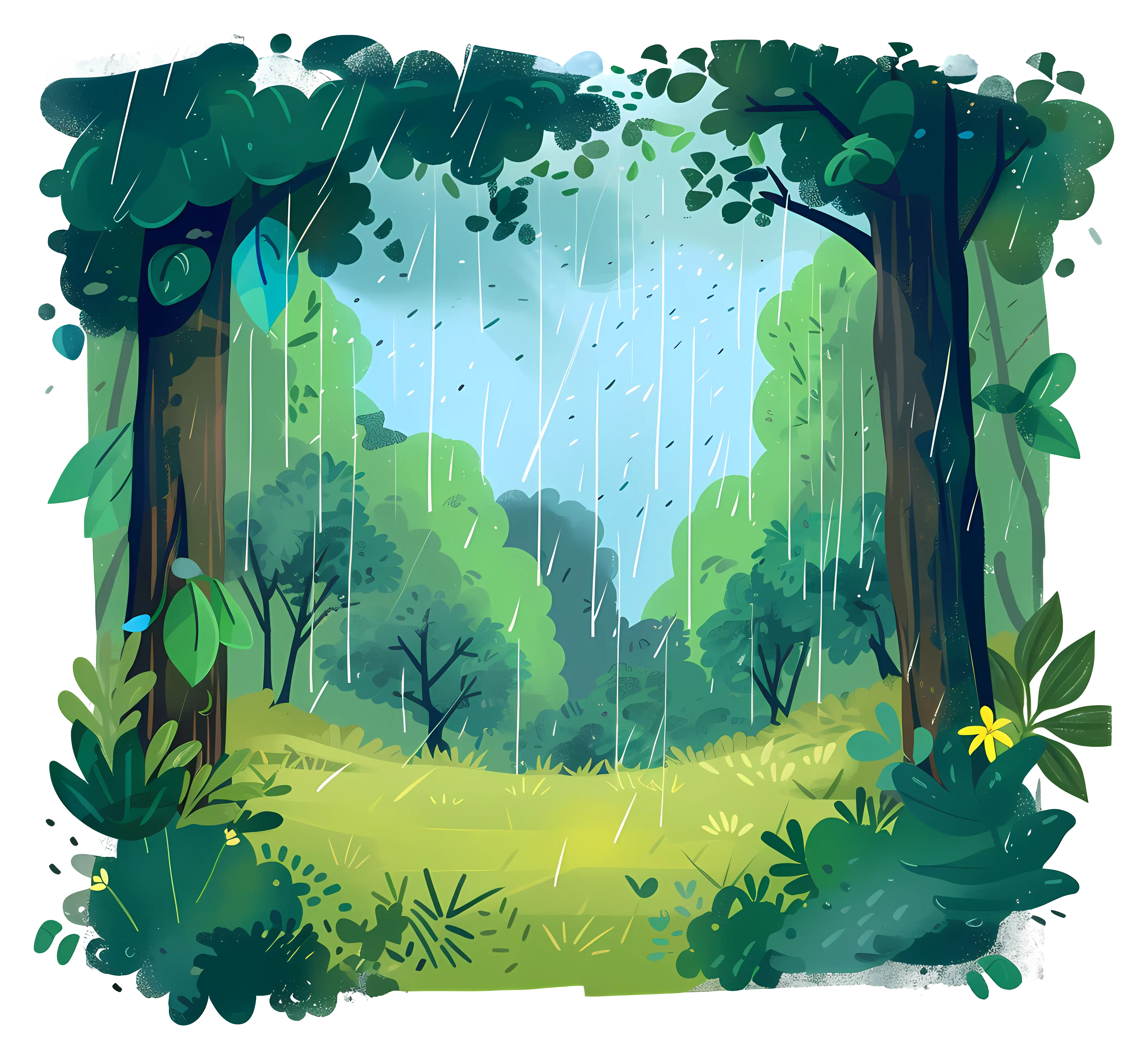 Rainy Day in a Forest