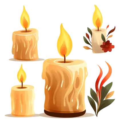 Rustic Wax Candles with Flames