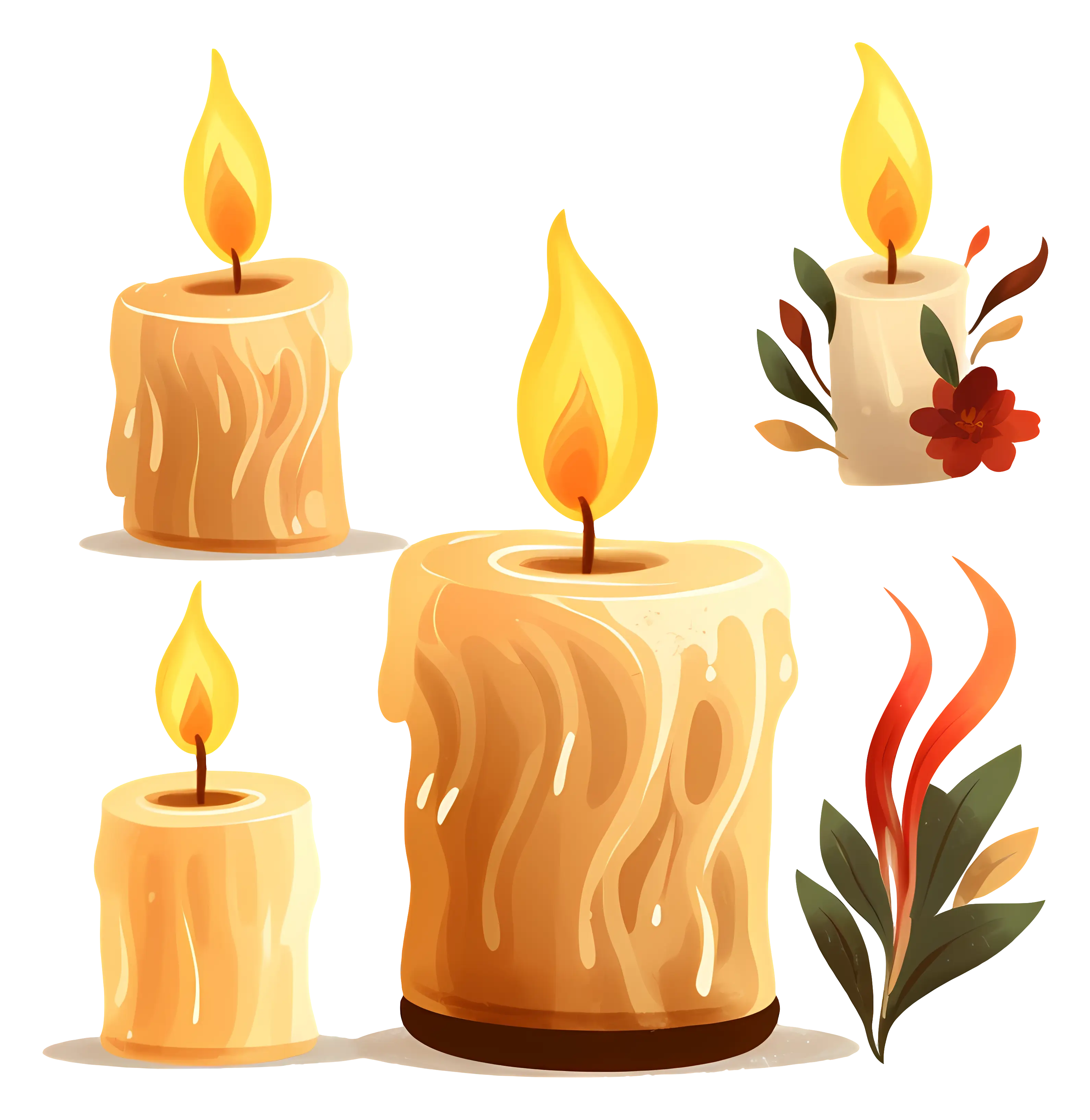 Rustic Wax Candles with Flames