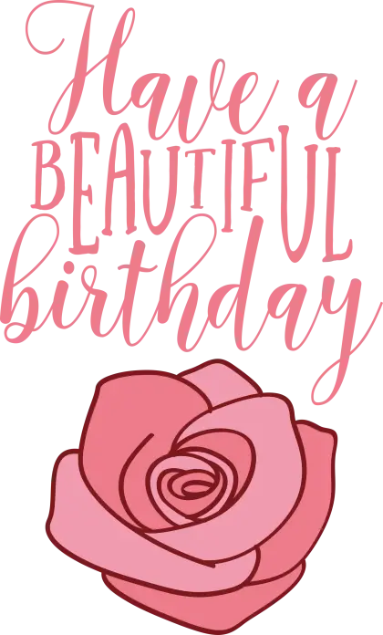 Birthday Card with Pink Rose and Wishes
