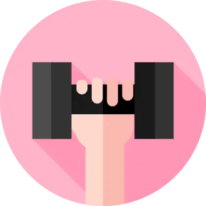 Hand Holding Dumbbell in Pink Circle