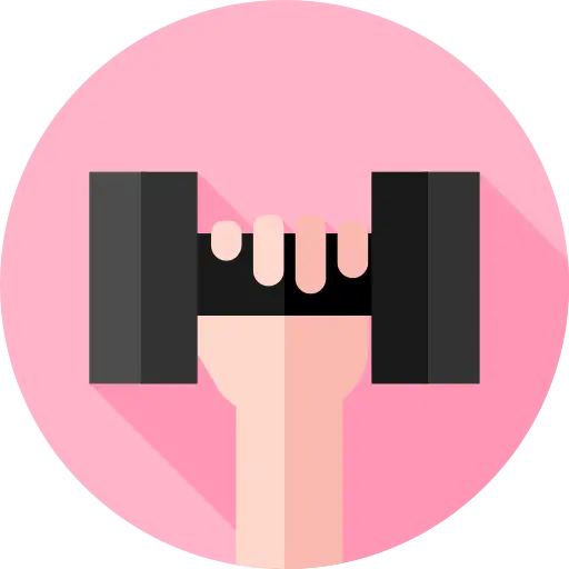 Hand Holding Dumbbell in Pink Circle