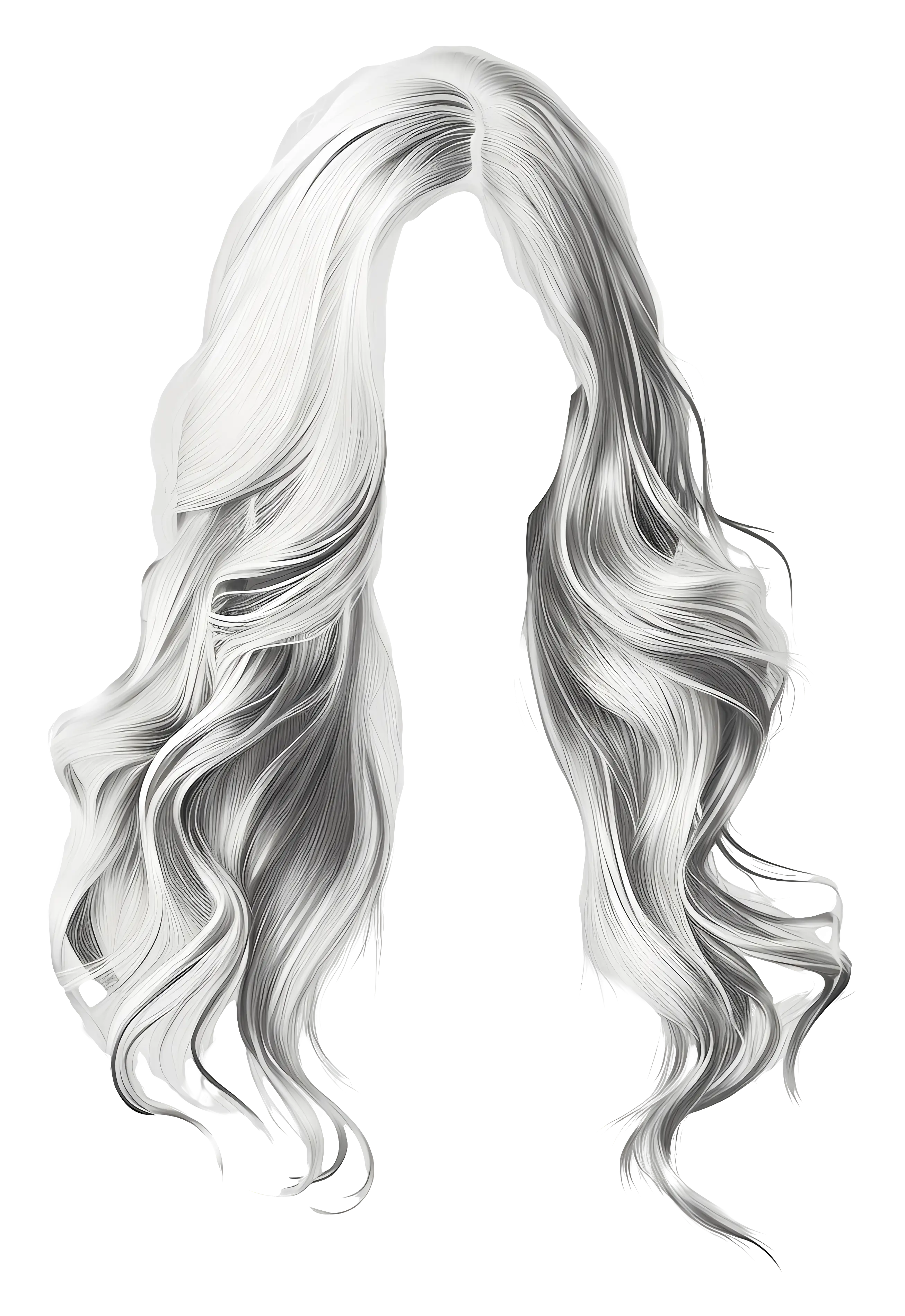 Long Wavy White Hair