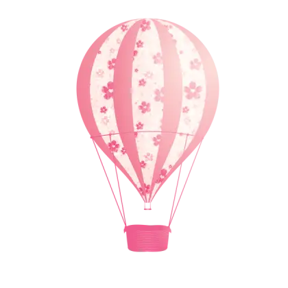 Pink Floral Hot Air Balloon in the Sky