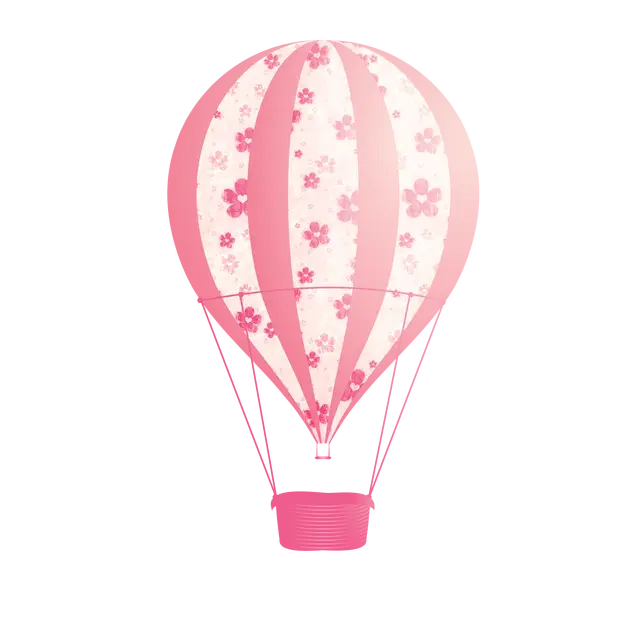 Pink Floral Hot Air Balloon in the Sky