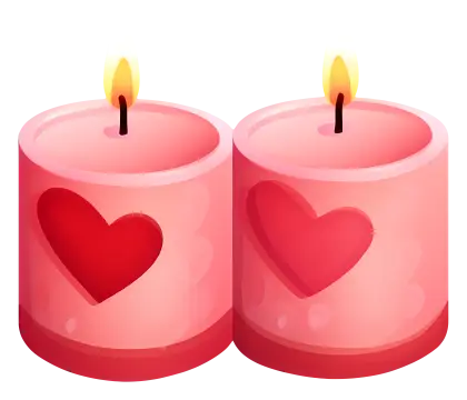 Pink Heart Shaped Romantic Candles with Flame
