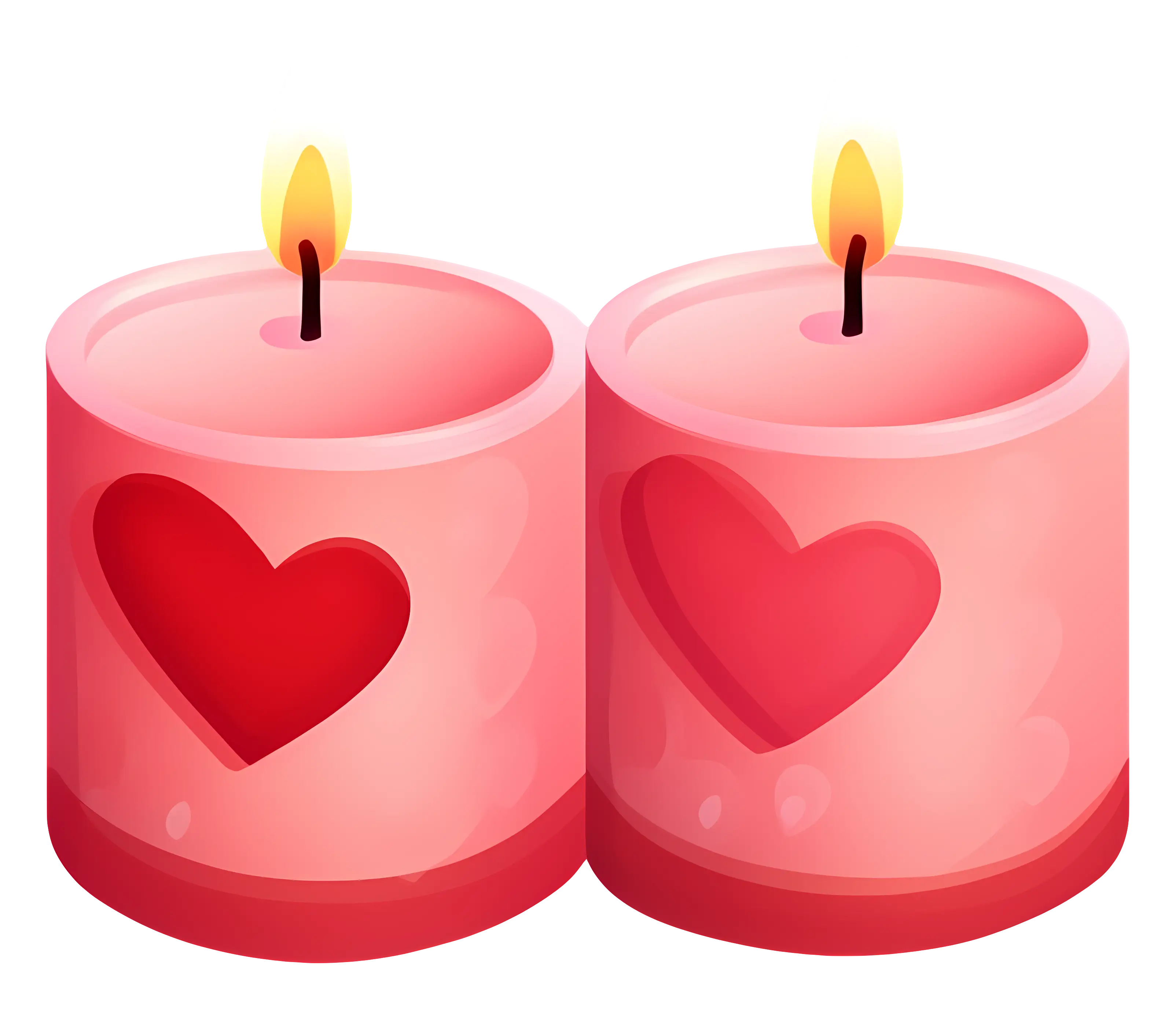 Pink Heart Shaped Romantic Candles with Flame