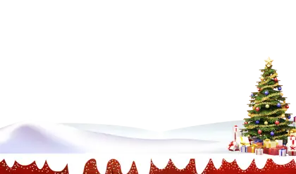 Snowy Christmas Tree and Gifts Scene