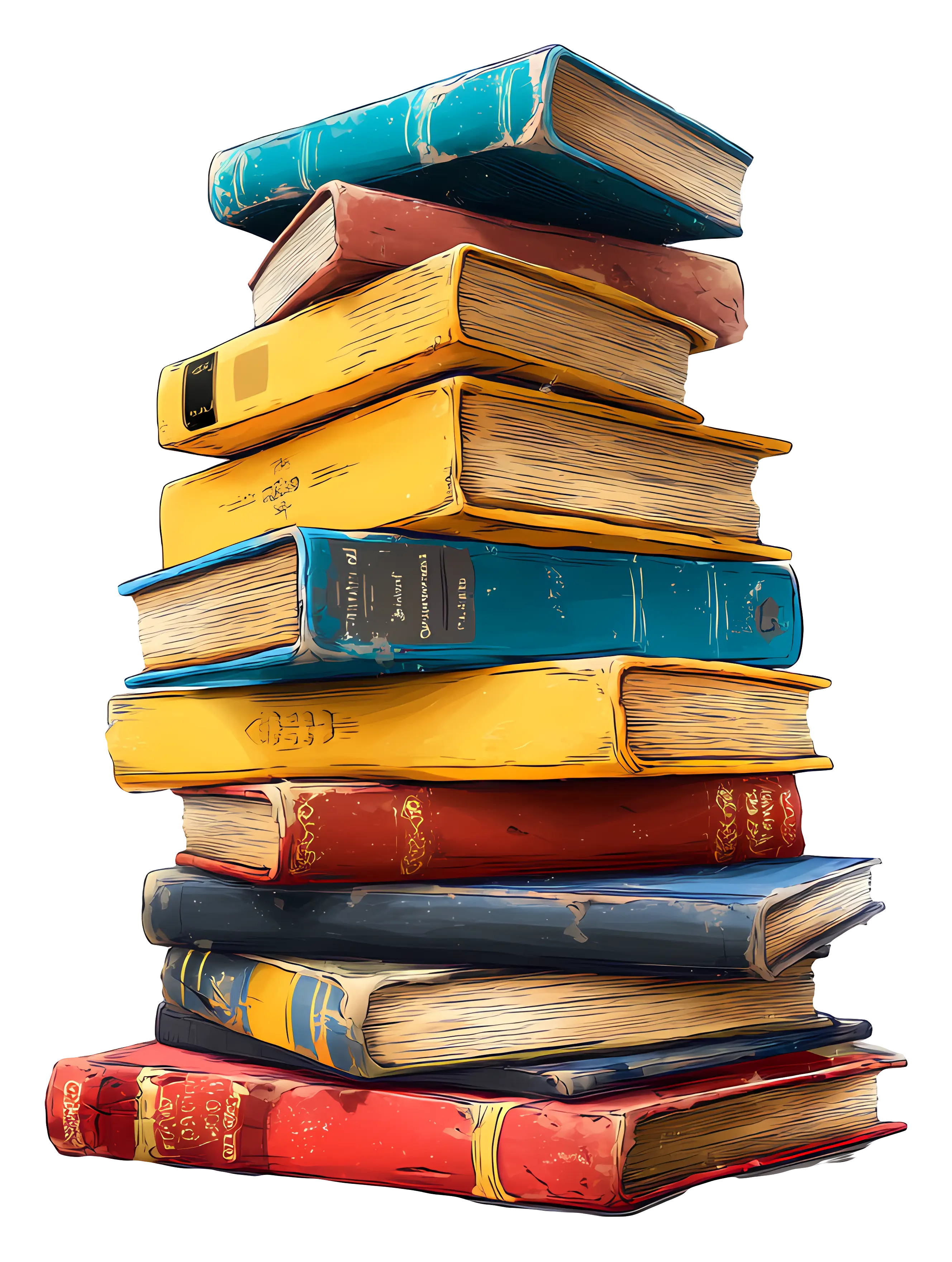 Tall Stack of Colorful Books