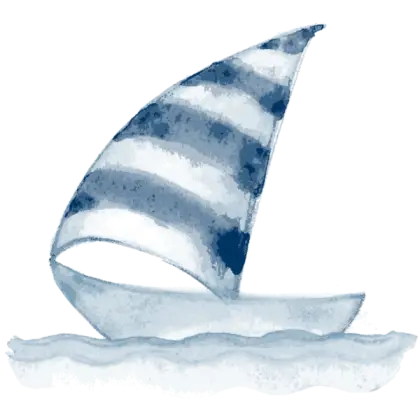 Watercolor Sailboat on the Sea