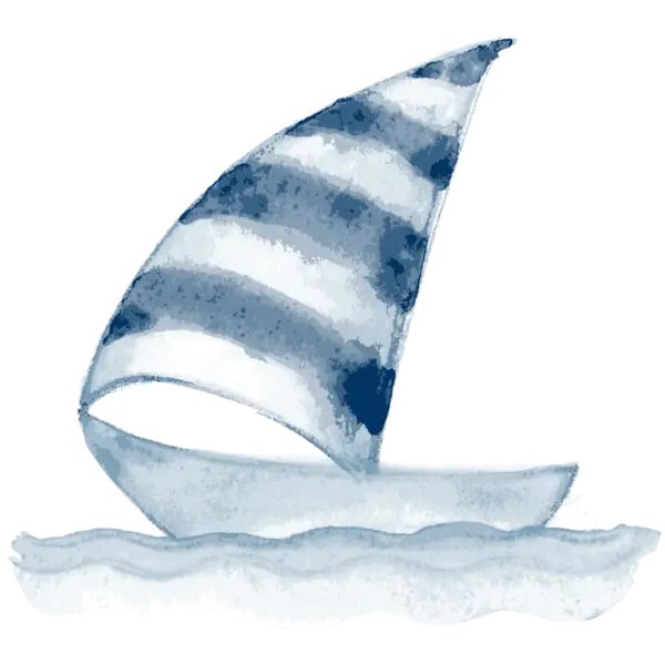 Watercolor Sailboat on the Sea