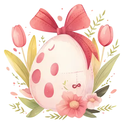 Decorative Egg with Ribbon and Flowers