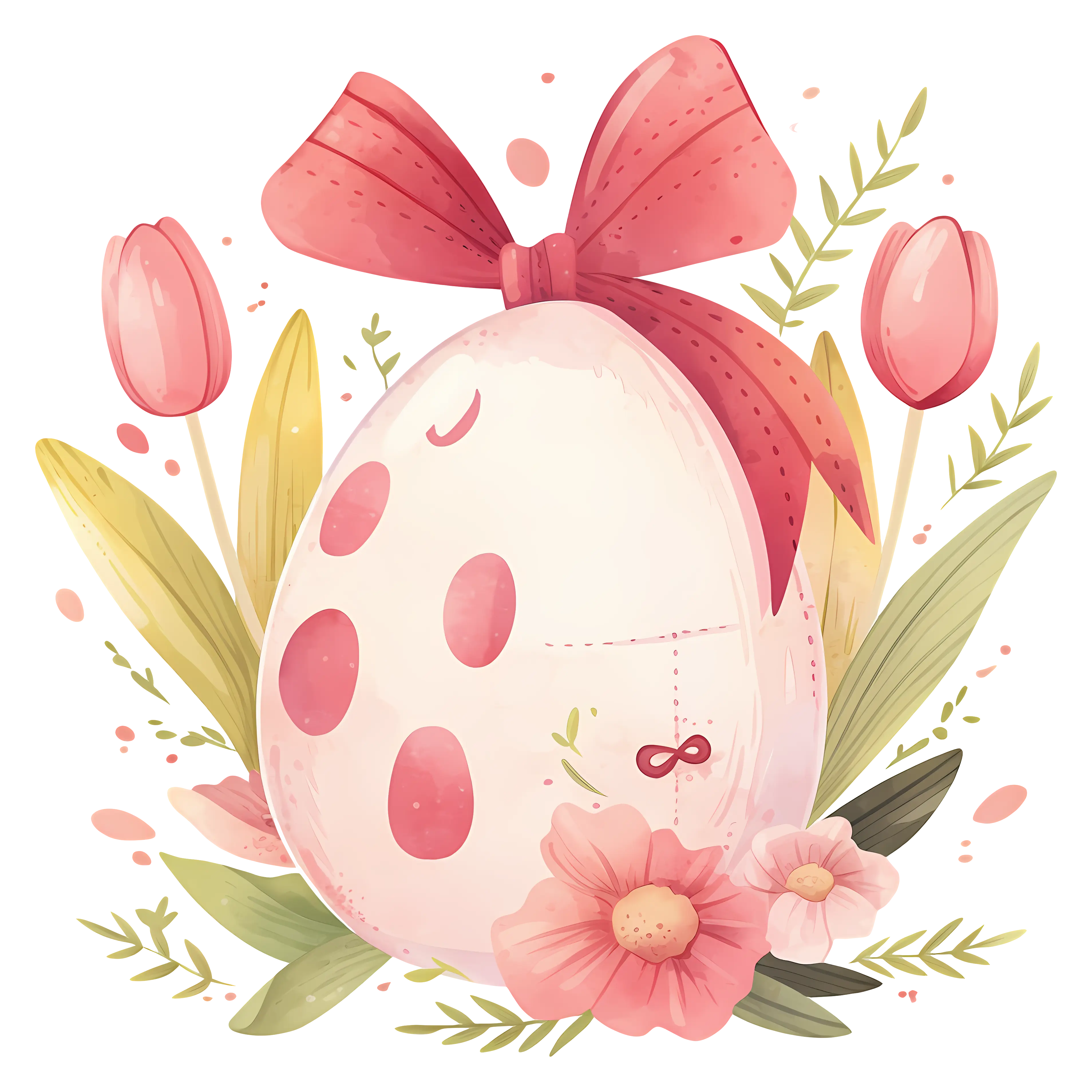 Decorative Egg with Ribbon and Flowers