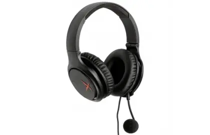 Black Headphones with Attached Microphone