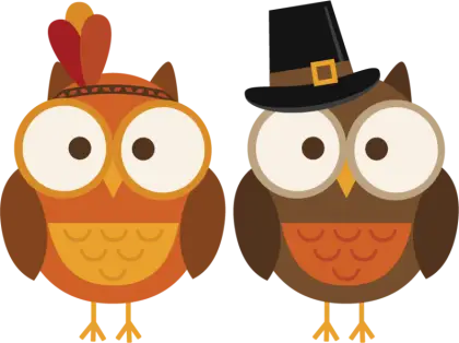 Thanksgiving Owls in Festive Costumes