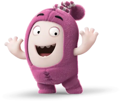 Happy Pink Cartoon Character