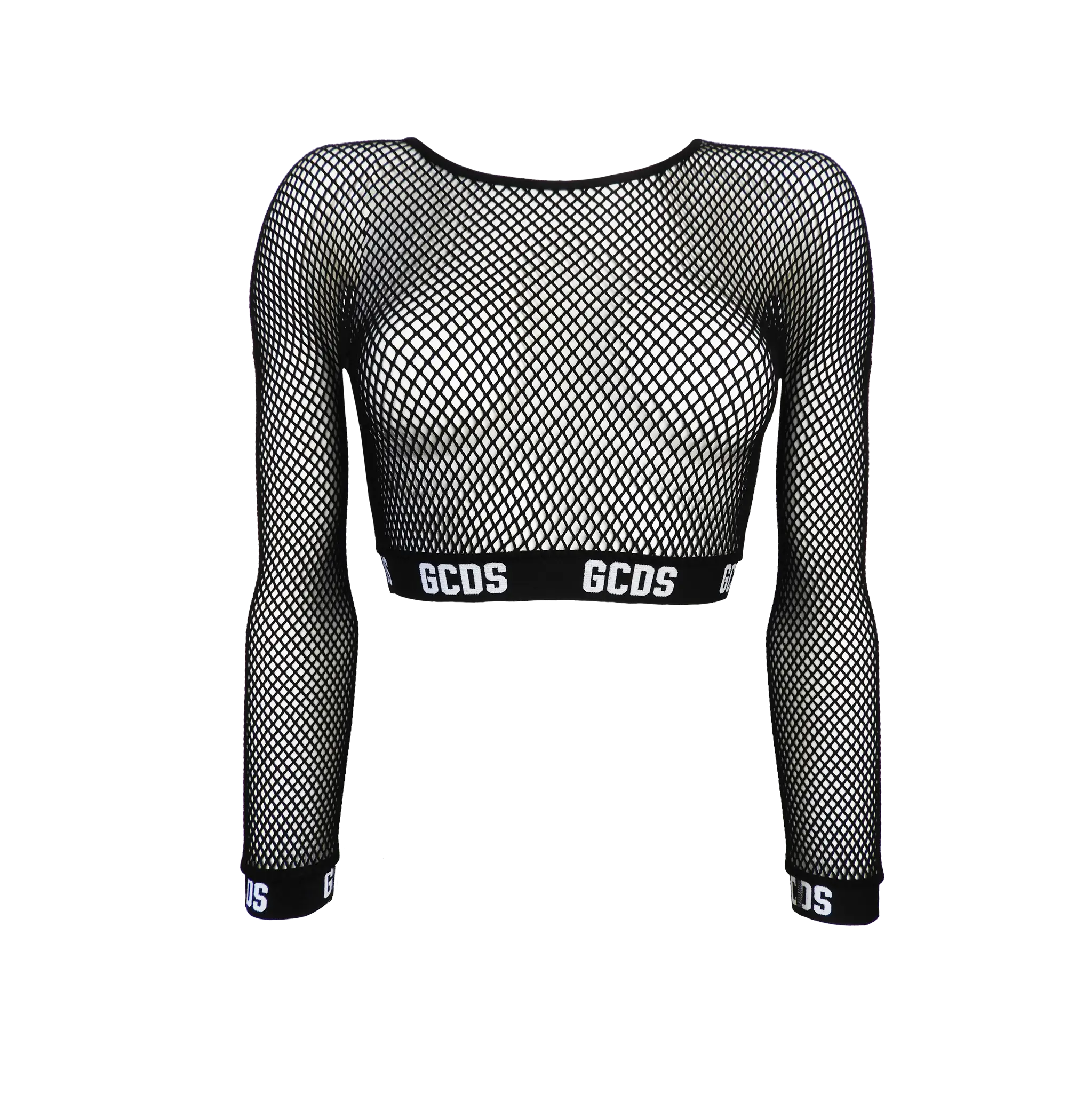 Trendy Black Fishnet Crop Top