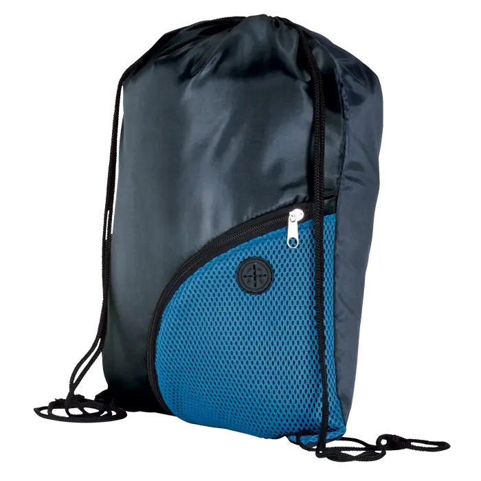 Black and Blue Drawstring Backpack
