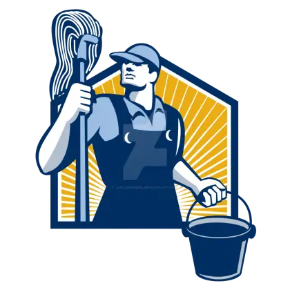 Janitor with Mop and Bucket
