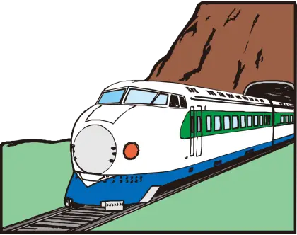Cartoon Train Entering Tunnel