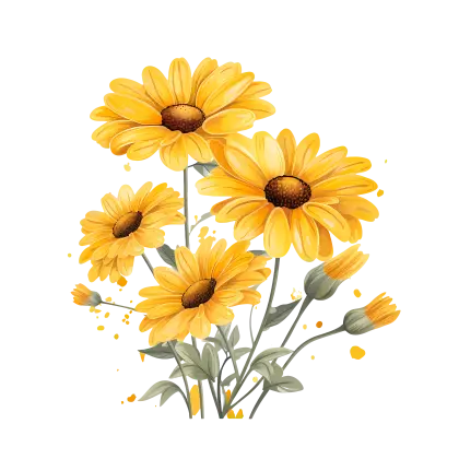 Bright and Cheerful Yellow Daisy Illustration