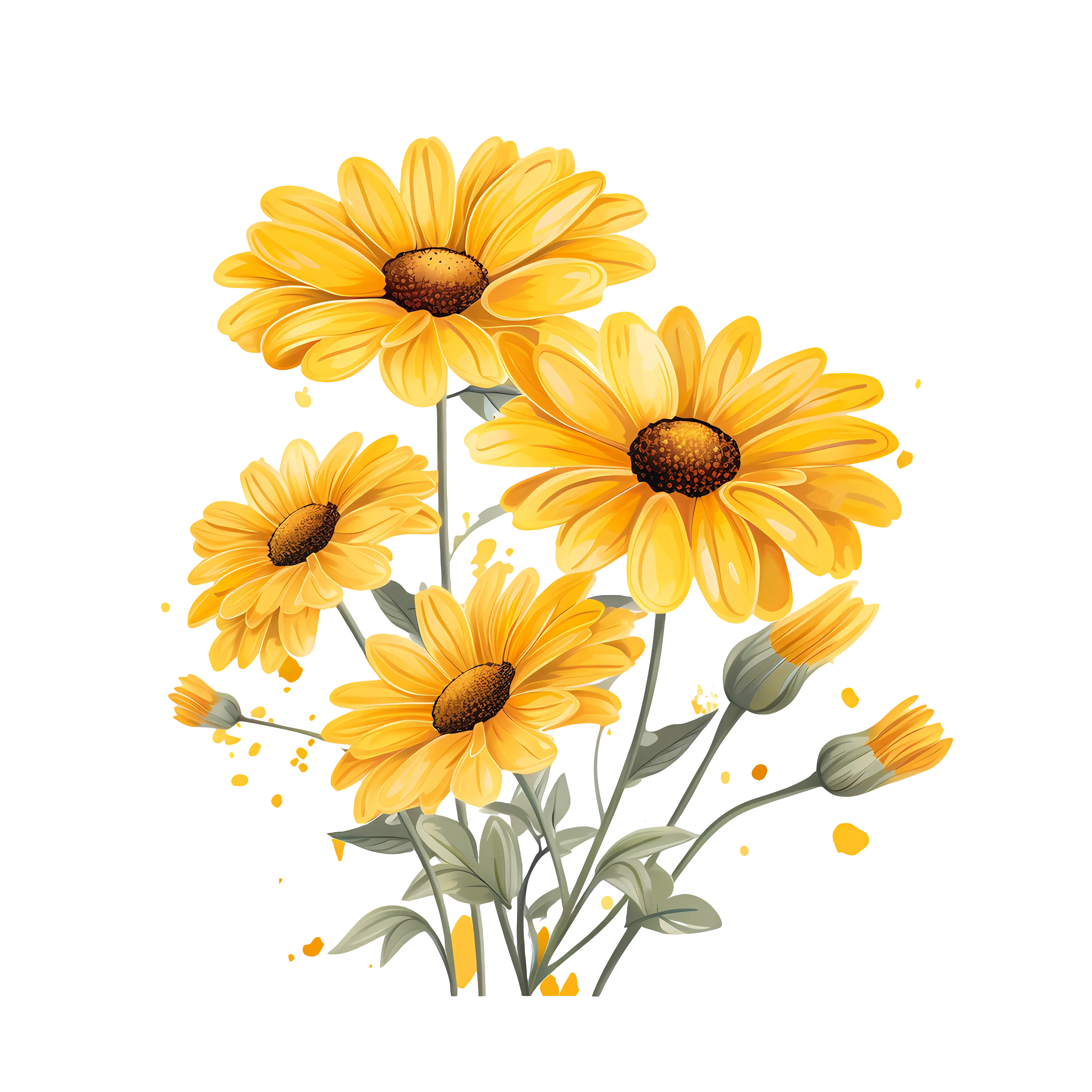 Bright and Cheerful Yellow Daisy Illustration