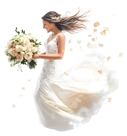 Joyful Bride with Bouquet