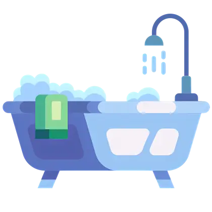 Bathtub with Shower and Towel