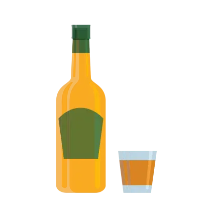 Bottle with Glass of Liquor