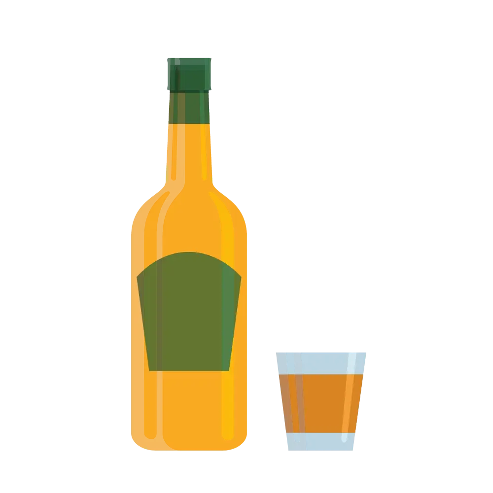 Bottle with Glass of Liquor