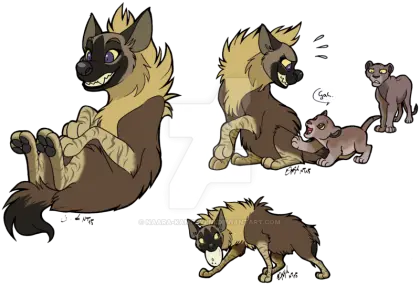 Playful Cartoon Hyena with Cub