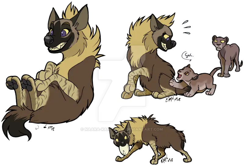 Playful Cartoon Hyena with Cub