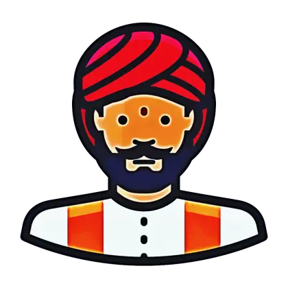 Red Turban Man Cartoon Illustration