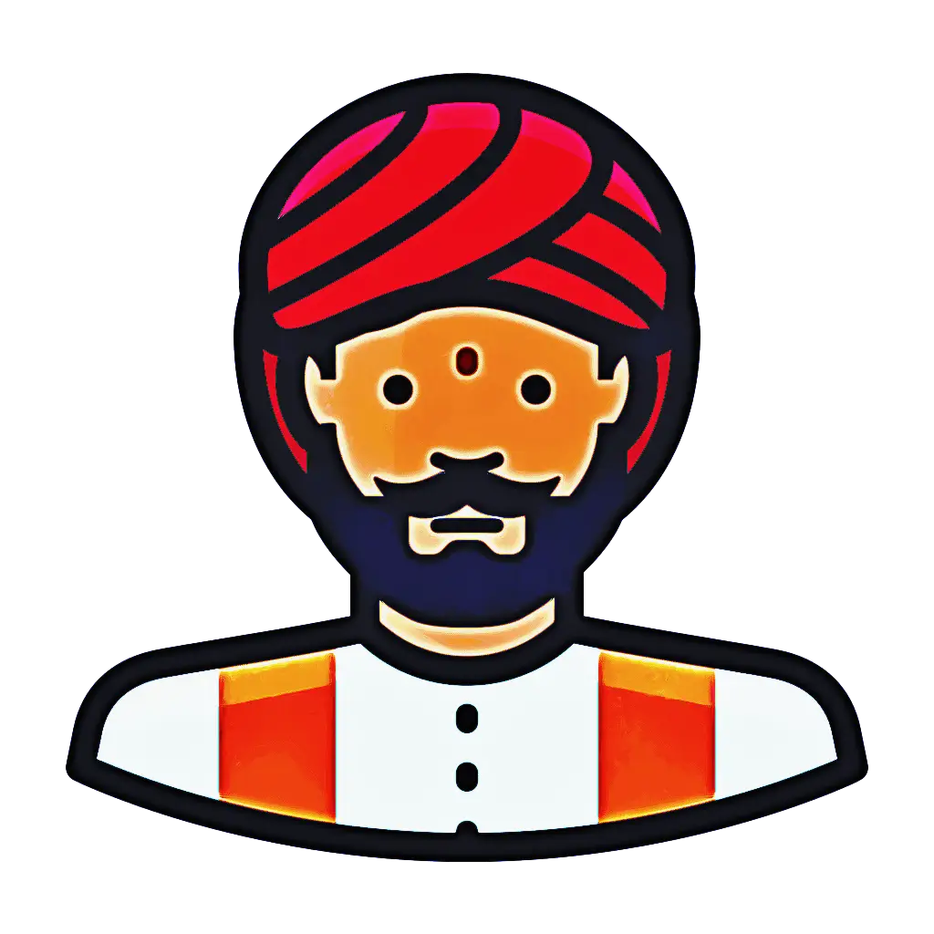 Red Turban Man Cartoon Illustration